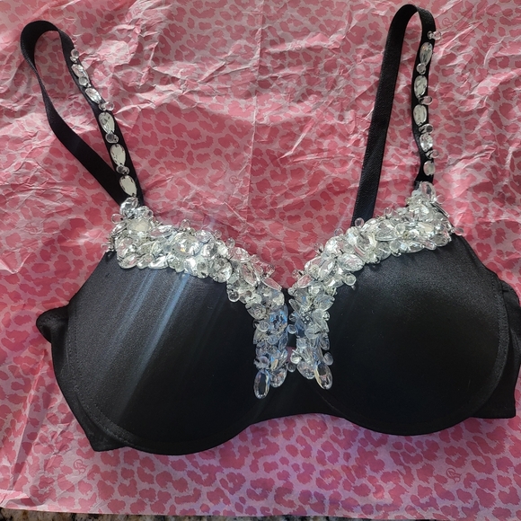 Glamorous MARCIANO Rhinestones Jewels Black Bra 36C 🔥 - Picture 9 of 9